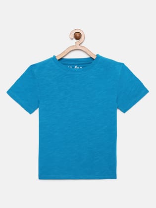 Boys Solid Blue Pure Cotton T-shirt