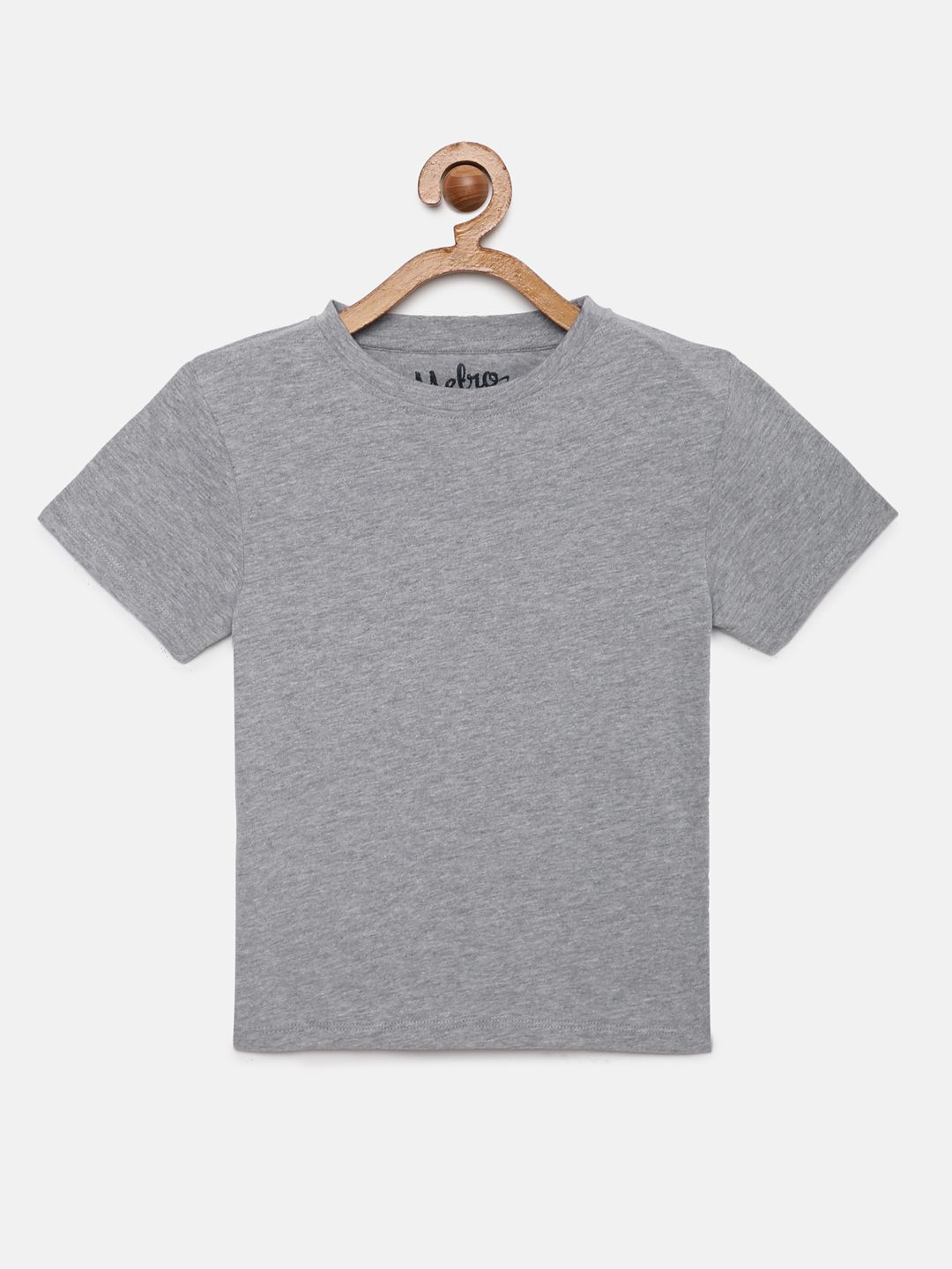 Boys Solid Grey Pure Cotton T-shirt