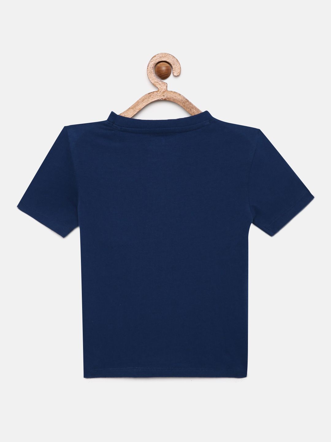 Boys Solid Navy Blue Round Neck T-shirt