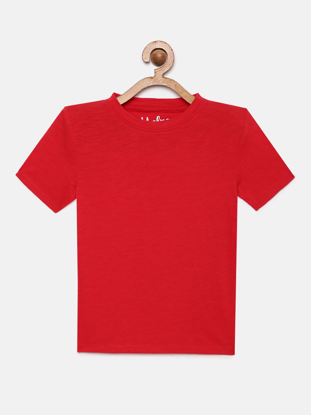 Boys Solid Red Round Neck T-shirt