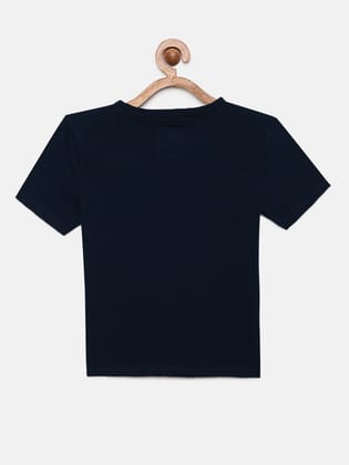 Boys Solid Black Round Neck T-shirt