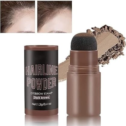 Natural Hairline Powder, 2 Pairs Of Eyebrow Stamp (DARK BROWN)