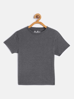 Boys Grey  Solid Cotton T-shirt