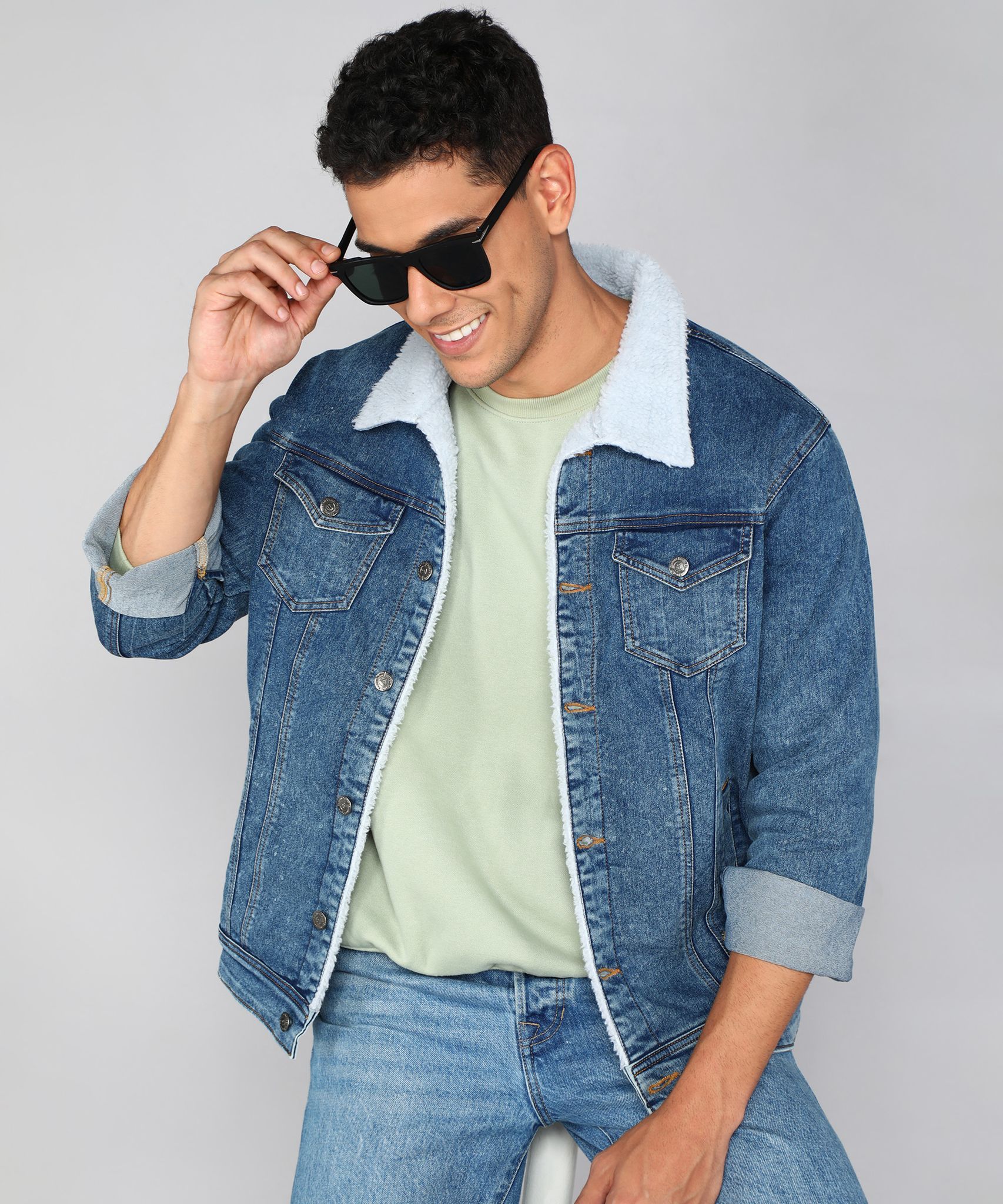 FTX Men Solid Denim Jacket