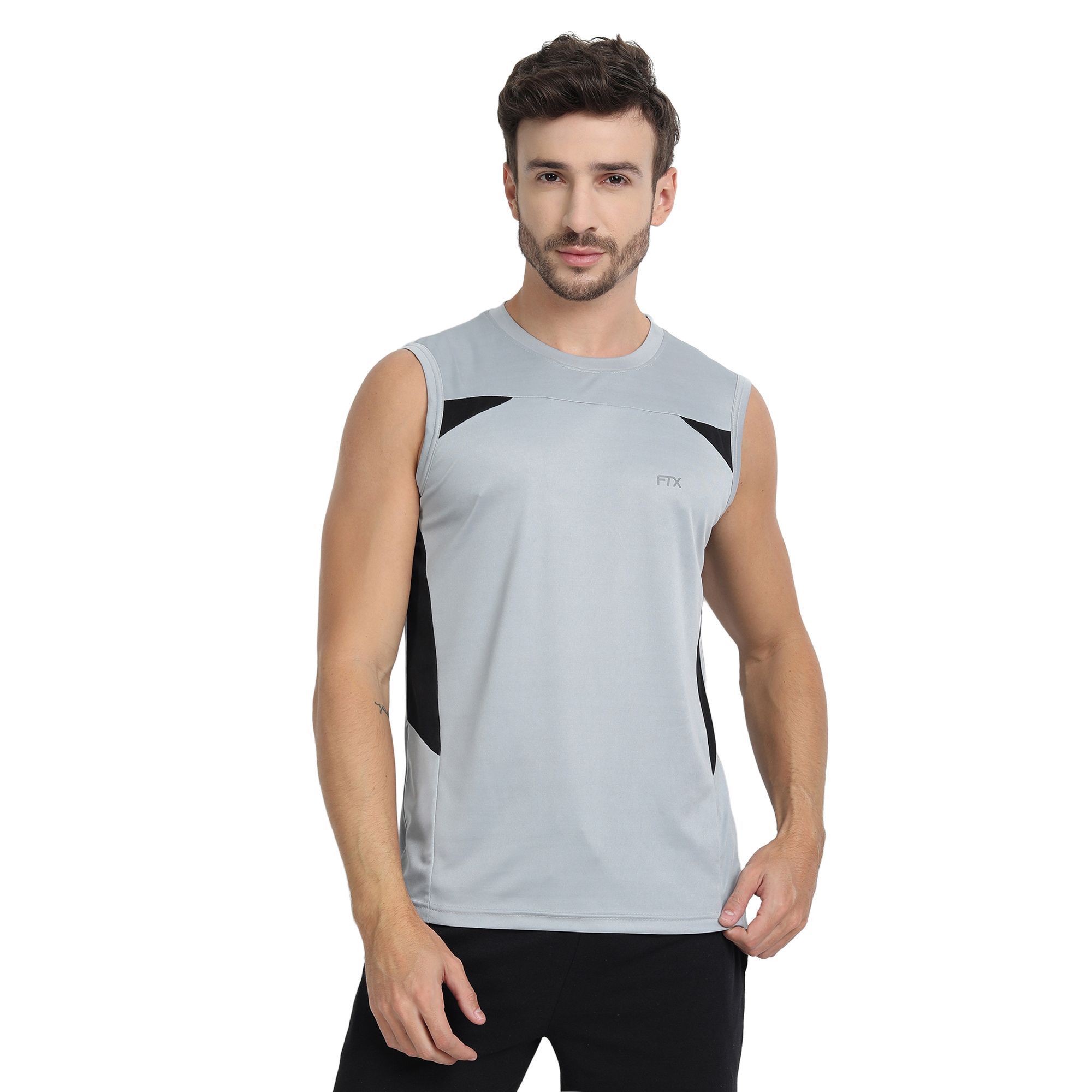 FTX Men Colorblock Round Neck Sleeveless Tshirt