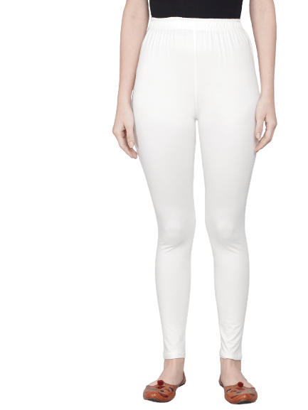 SOFT COLORS Women's Skinny Fit Ethnic Wear Ankle Length Leggings (Off White )