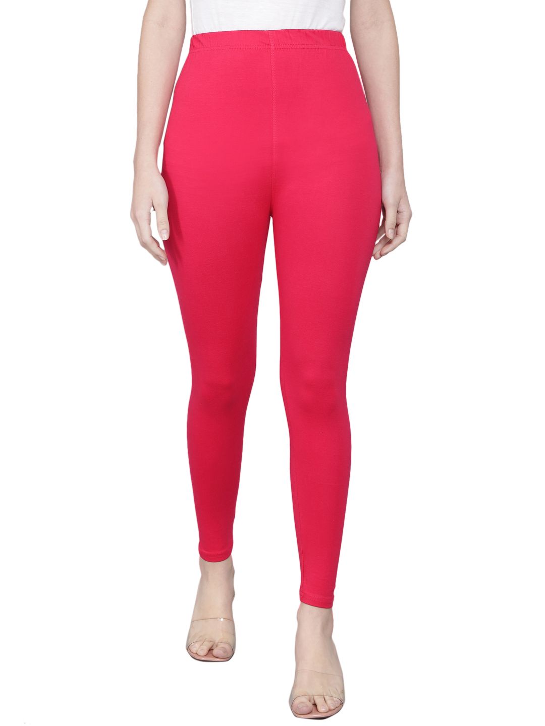 SOFT COLORS Women's Skinny Fit Ethnic Wear Ankle Length Leggings (Magenta Color)