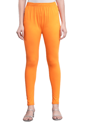 SOFT COLORS Women's Skinny Fit Ethnic Wear Ankle Length Leggings (Orange Color)