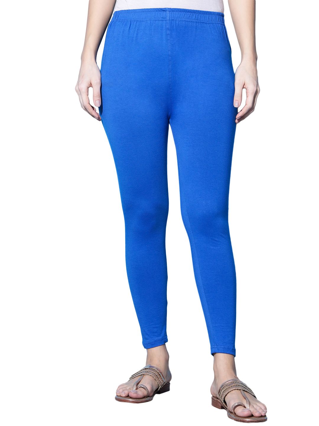 SOFT COLORS Women's Skinny Fit Ethnic Wear Ankle Length Leggings (Royal Blue)