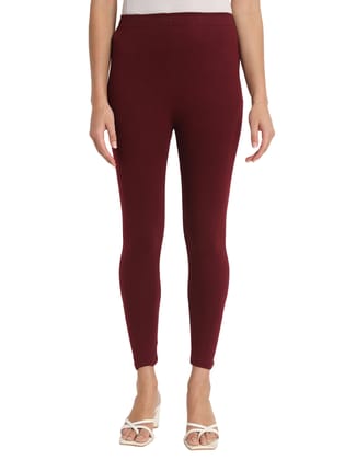 SOFT COLORS Women's Skinny Fit Ethnic Wear Ankle Length Leggings (Wine)