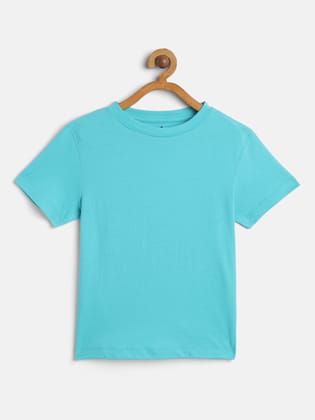 Boys Turquoise Blue Cotton T-shirt