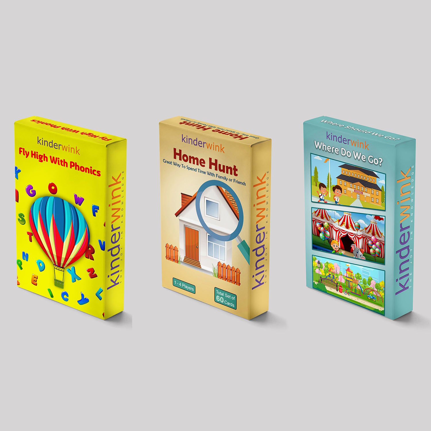 Combo of 3 Educational Flash Card Games - Fly High with Phonics , Where Do  We Go?, Home Hunt