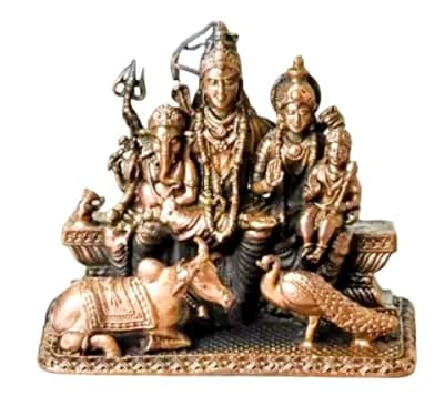 Searchers Paradise - Copper Idols of God Shiva Parivar,2.5 inches, Copper Handmade 350 Grams, Patina Antique Finish, Pack of 1 Piece