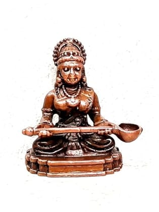 Searchers Paradise - Copper Idols of god Annapoorani, 1.6 inches, Copper Handmade 48 Grams, Patina Antique Finish, Pack of 1 Piece