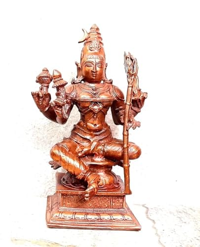 Searchers Paradise - Copper Idols  Raja Rajeshwari, 4.3 inches, Copper Handmade 480 Grams, Patina Antique Finish, Pack of 1 Piece