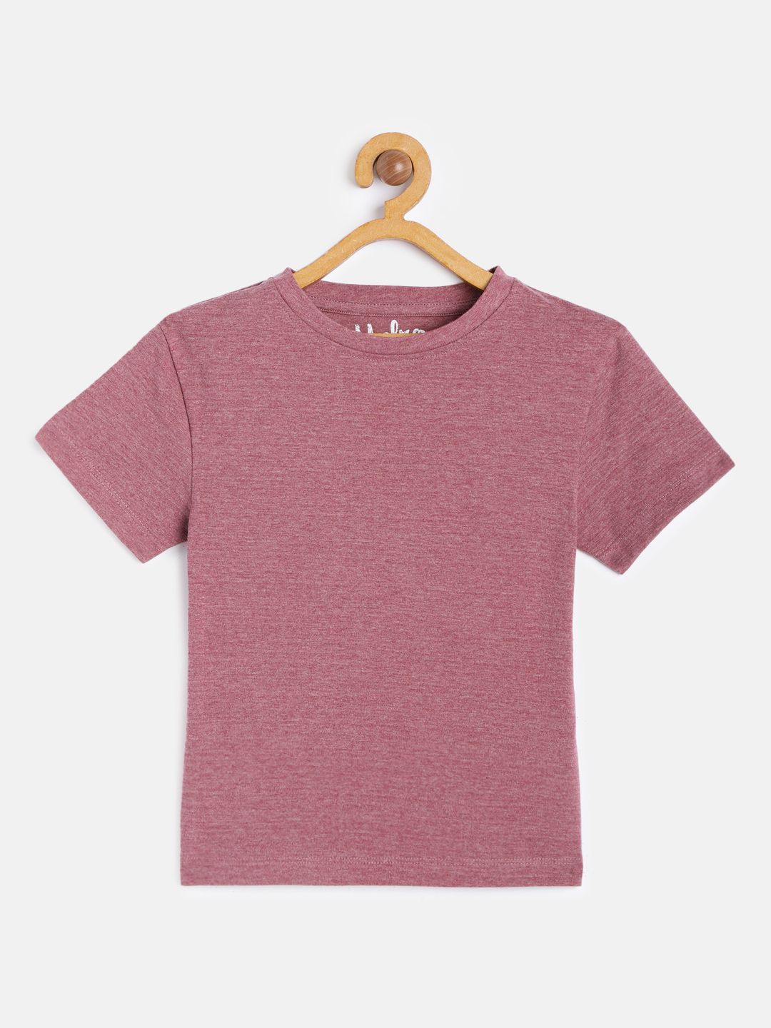 Boys Burgundy Solid Round Neck Pure Cotton T-shirt