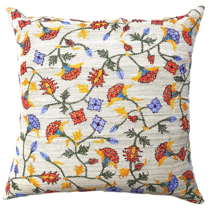 Kantha stitch Flower pattern cushion pillow cover on  Handwoven Tussar silk