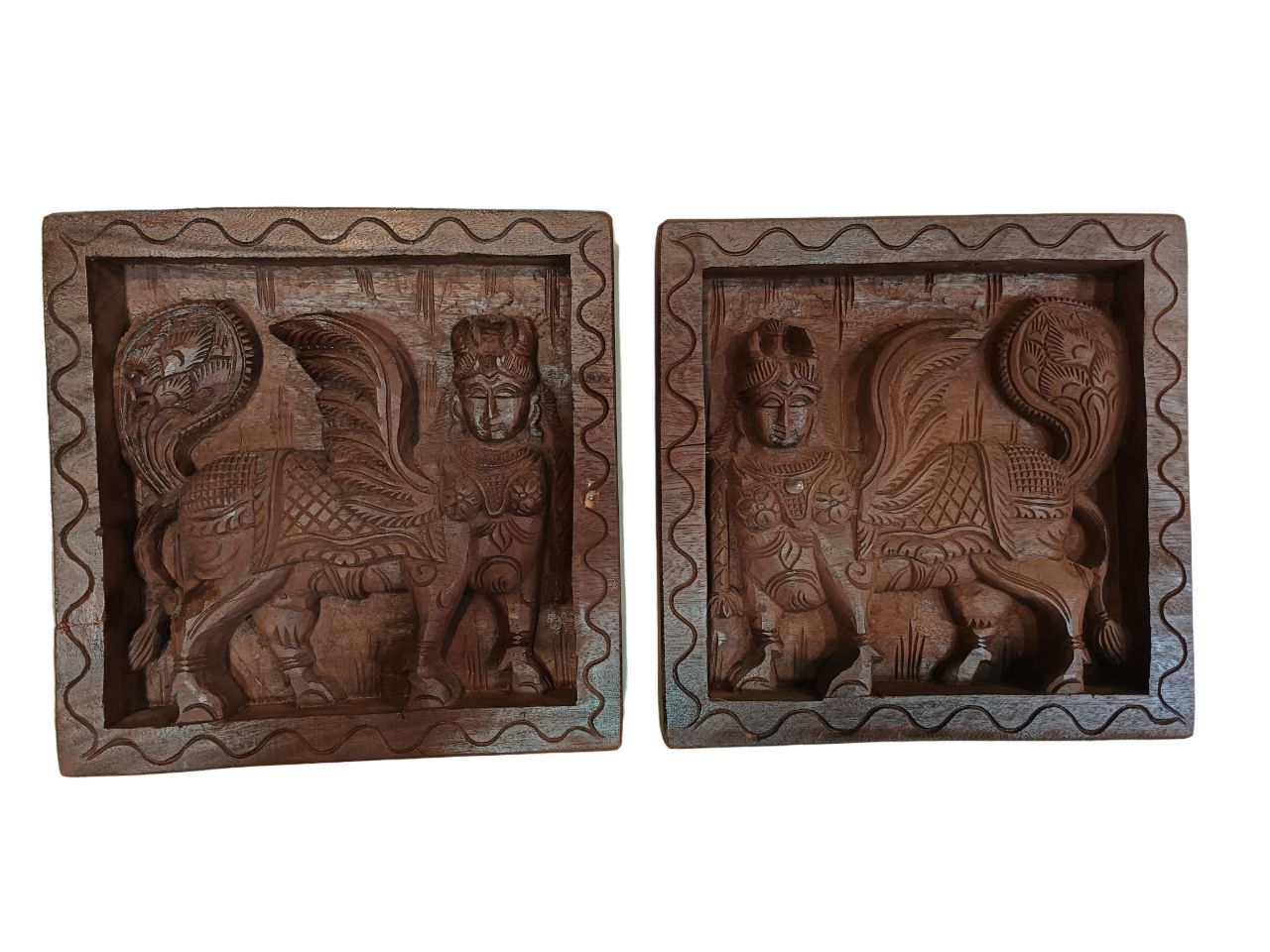 Hand Carved Kamadhenu (1 feet) - Pair