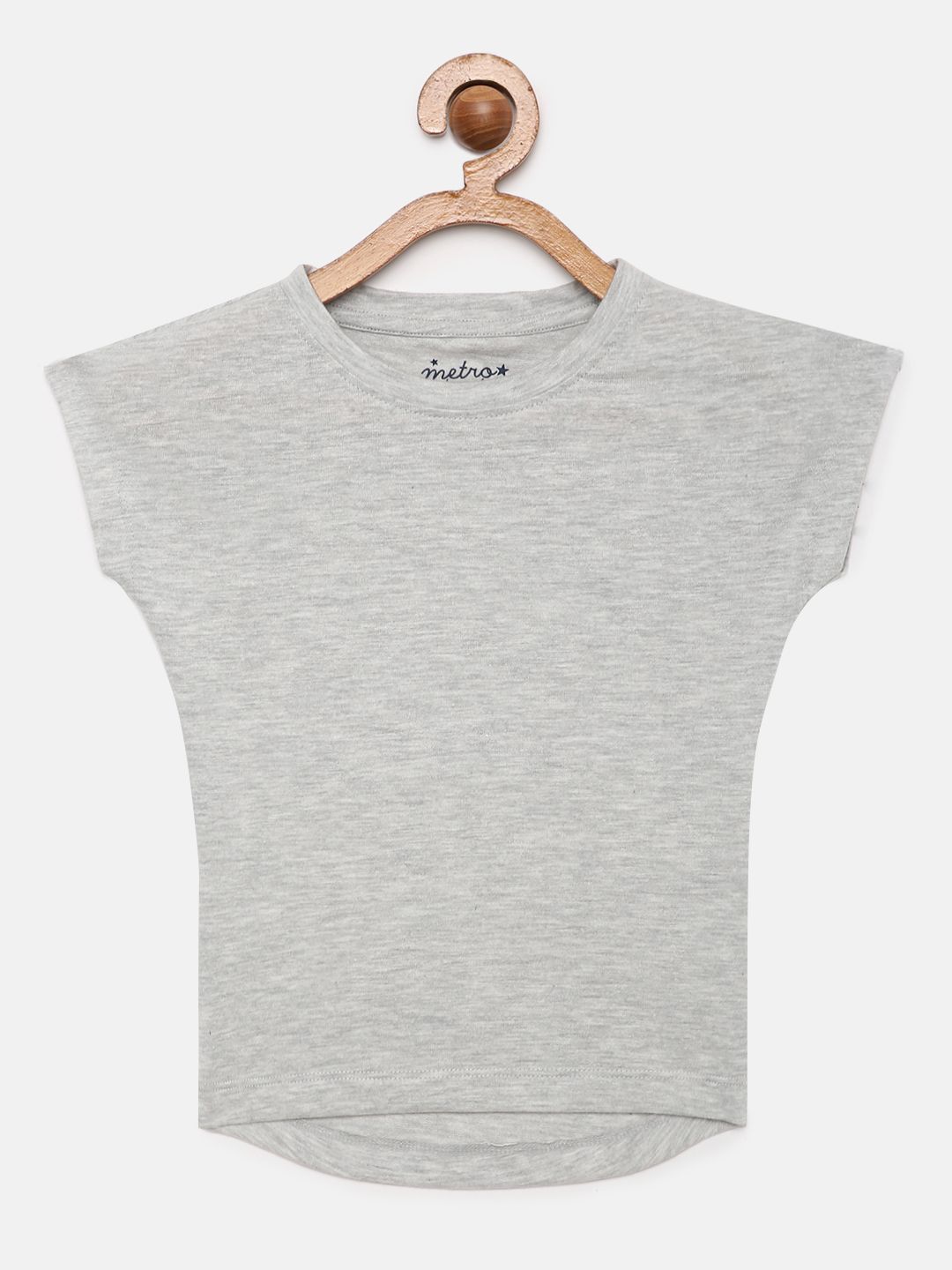 Girls Grey Melange Crop Top