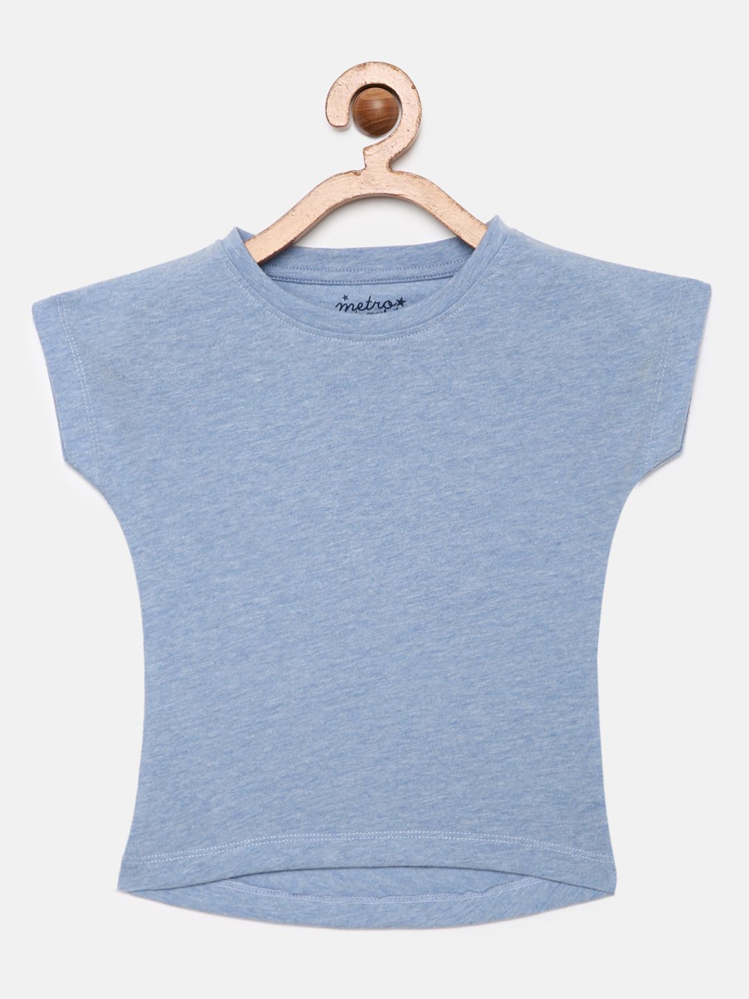 Girls Blue Solid Regular Crop Top