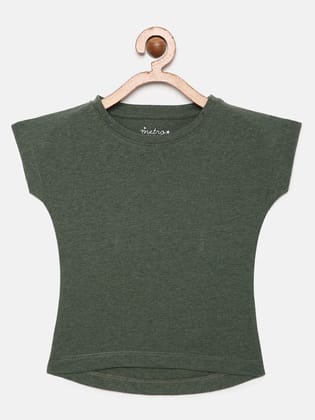 Girls Olive Green Solid Regular Crop Top