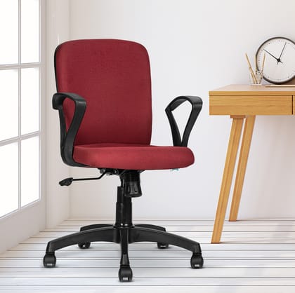 TEAL® Aldo MB Office Chair, Mid Back Mesh Ergonomic Home Office Desk Chair with Comfortable & Spacious Seat, Rocking-tilt Mechanism & Heavy Duty Nylon Base (Maroon)