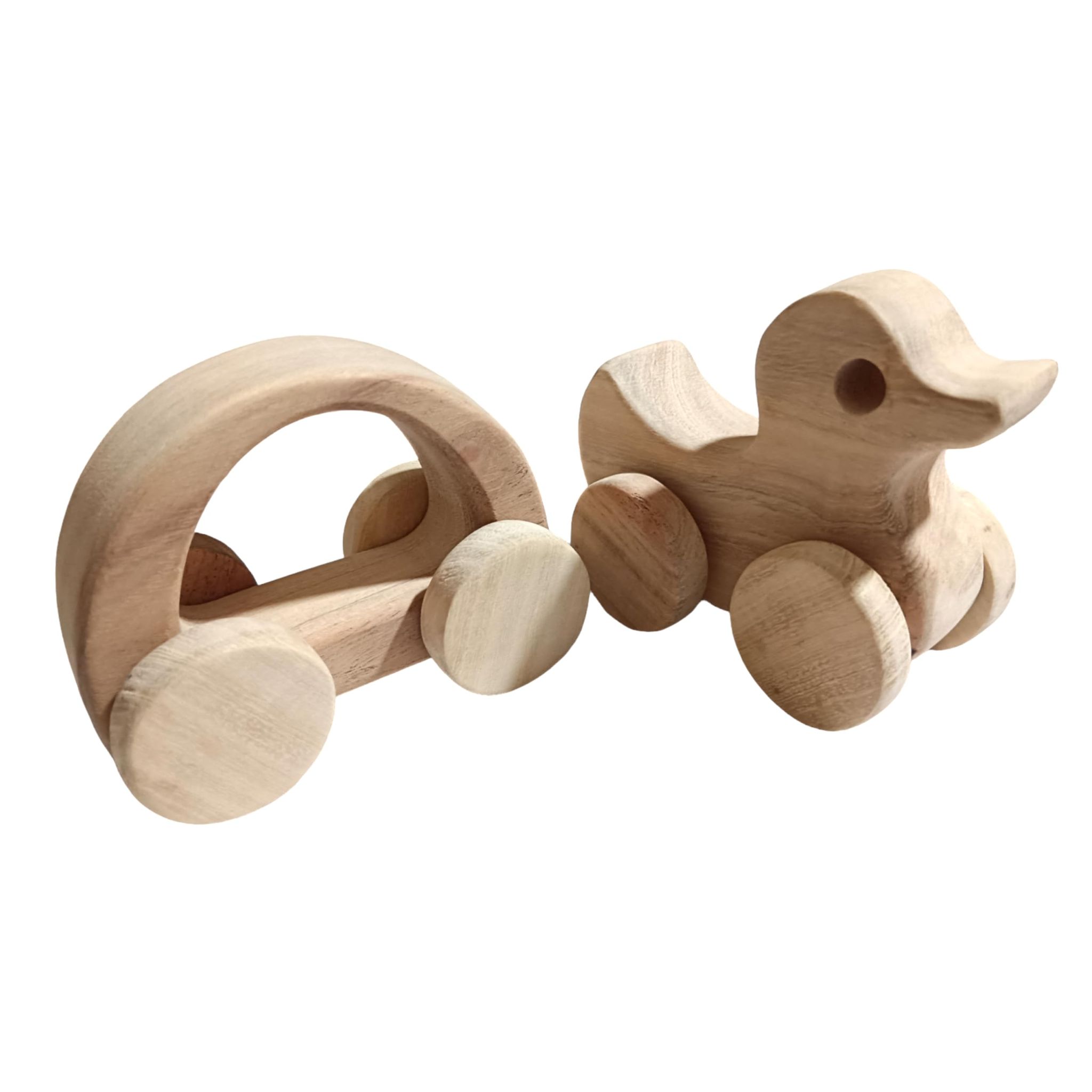 Cute Looking Hallow Car & Duck Shaped Wheel Toys Neem Wood