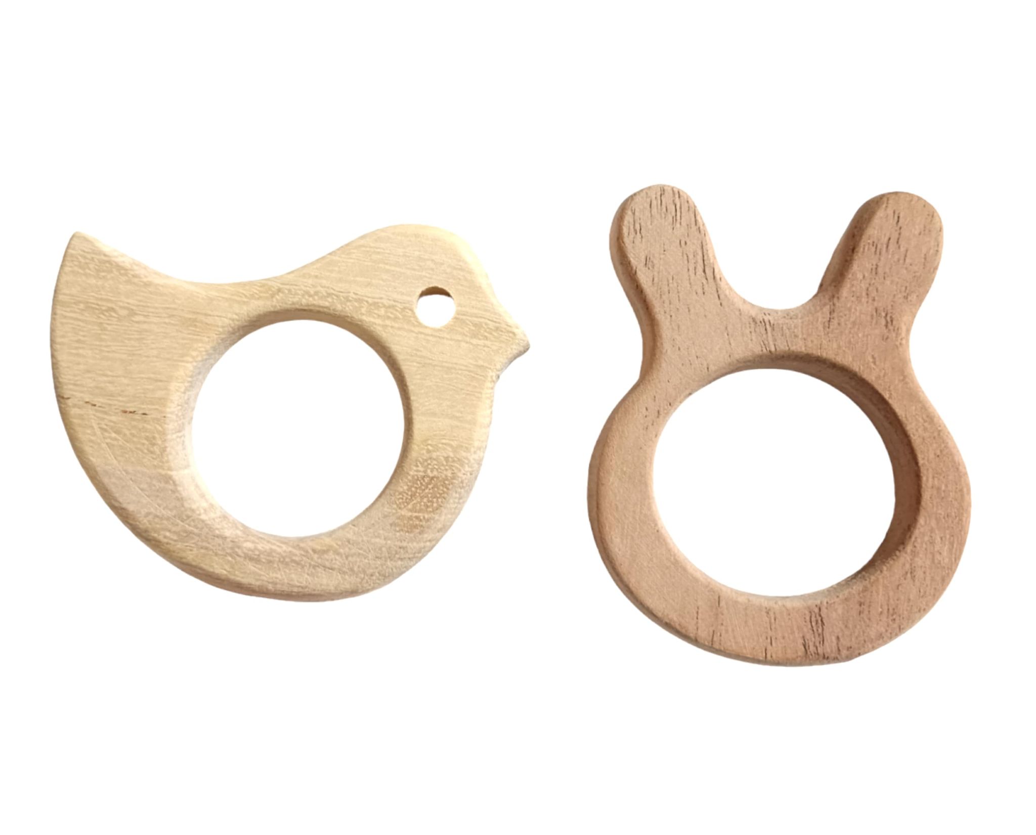 Neem Wood Teethers for Babies of Age 0 to 3 Years | Pure Organic Teething Toys for Infants |Rabbit & Dove Shapes