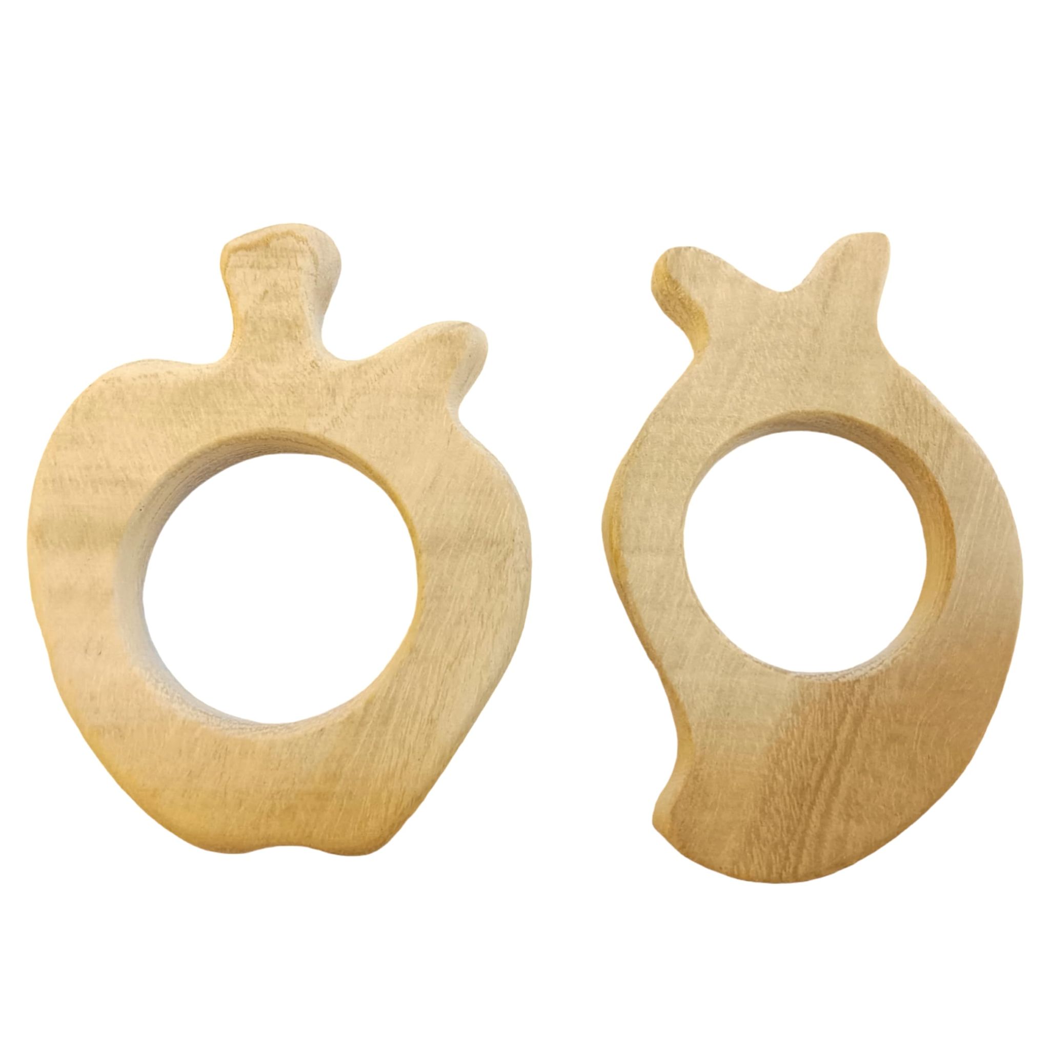 Neem Wood Teethers for Babies of Age 0 to 3 Years | Pure Organic Teething Toys for Infants | Apple & Mango Shapes