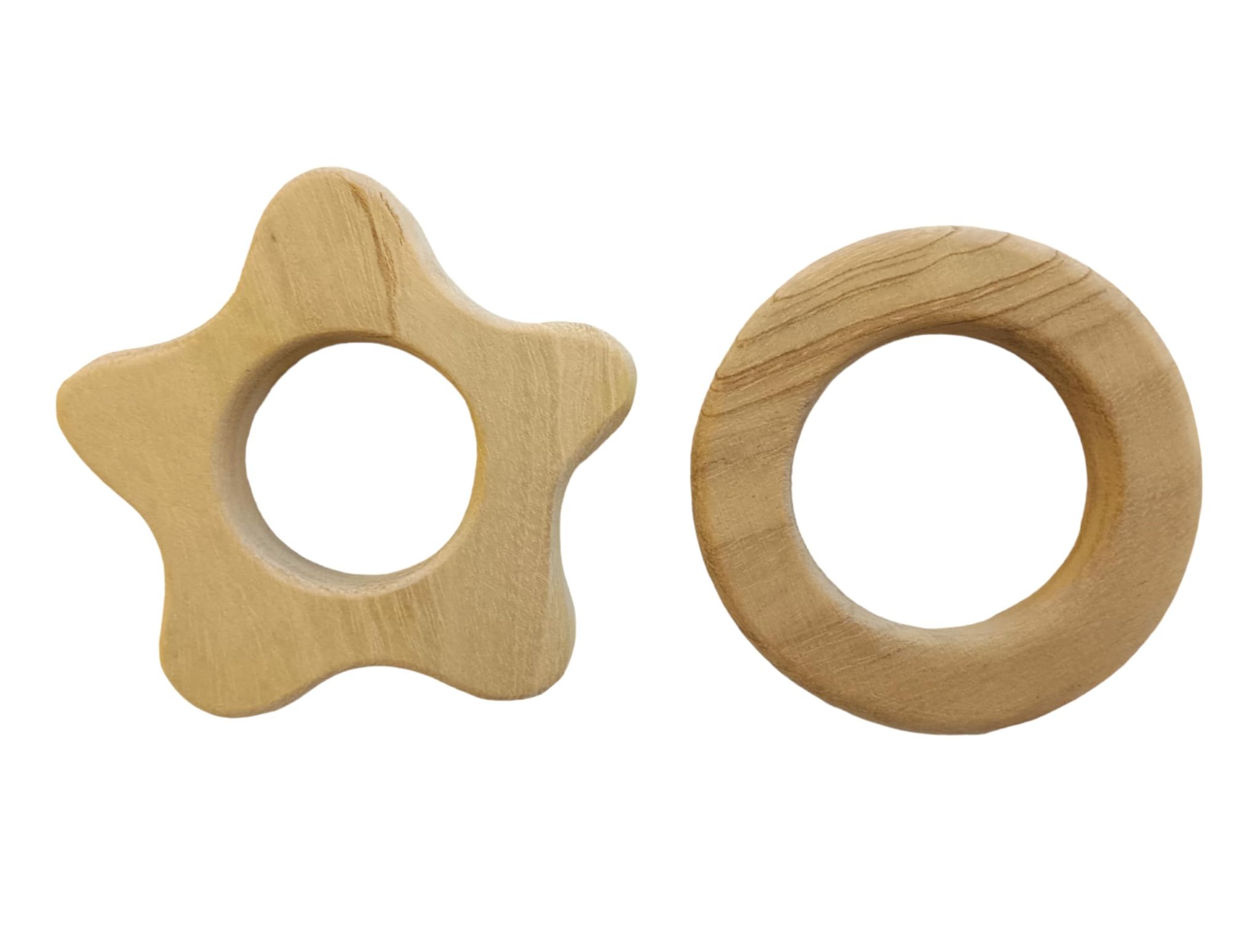 Neem Wood Teethers for Babies of Age 0 to 3 Years | Pure Organic Teething Toys for Infants | Flower &Circle Shapes