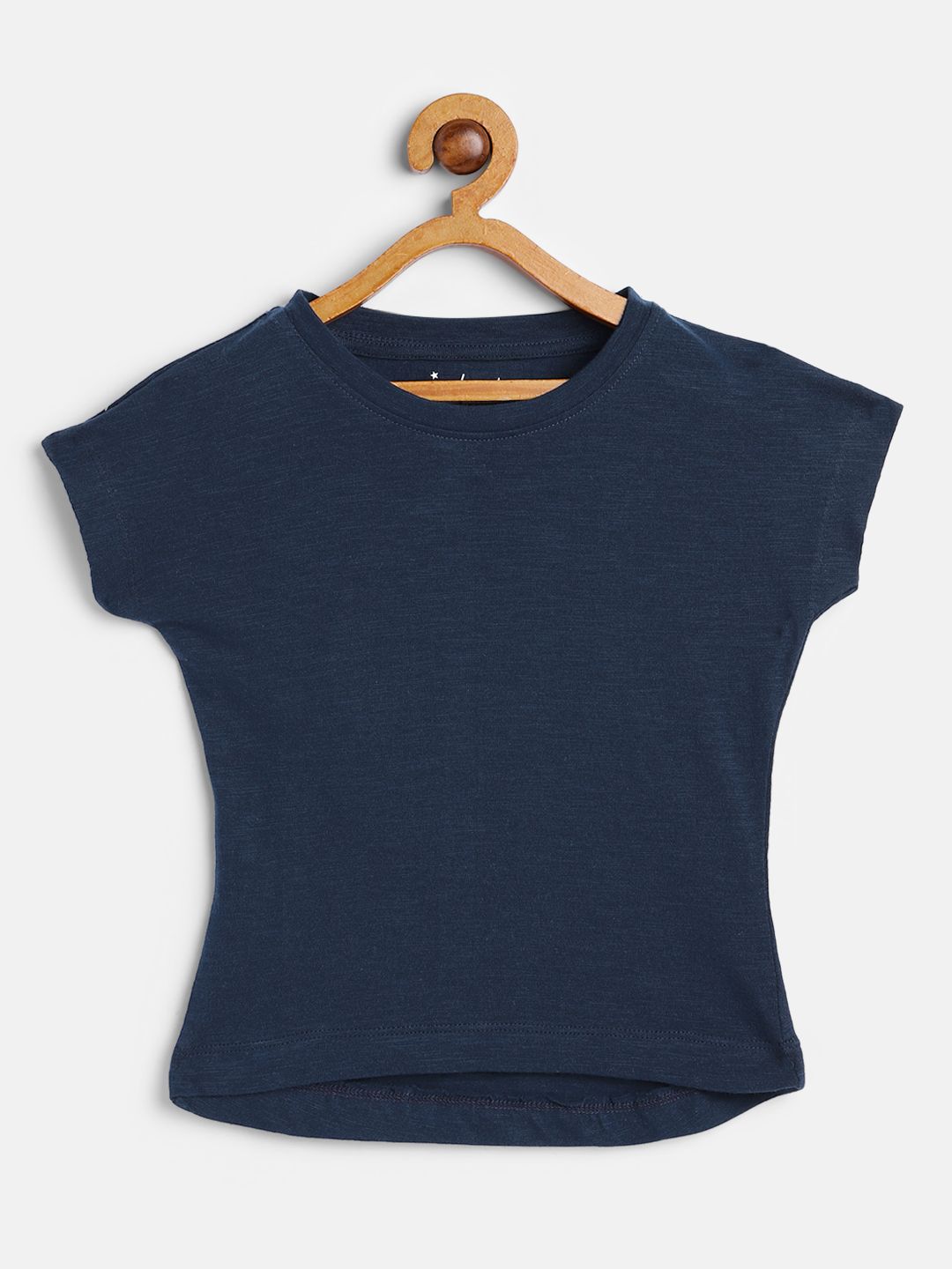 Navy Blue Extended Sleeves Pure Cotton Crop Top