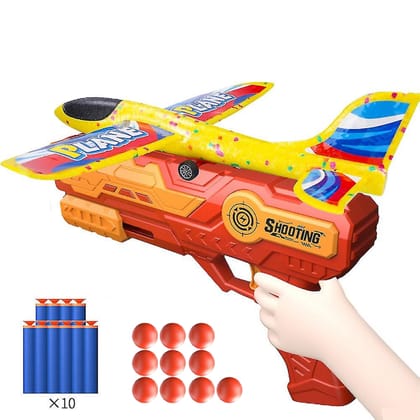 KTRS ENTERPRISE Airplane Catapult Launcher Toy Set Plane Foam Glider Outdoor Kids Interactive Flying Shooting Game