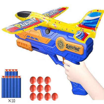 KTRS ENTERPRISE Airplane Catapult Launcher Toy Set Plane Foam Glider Outdoor Kids Interactive Flying Shooting Game