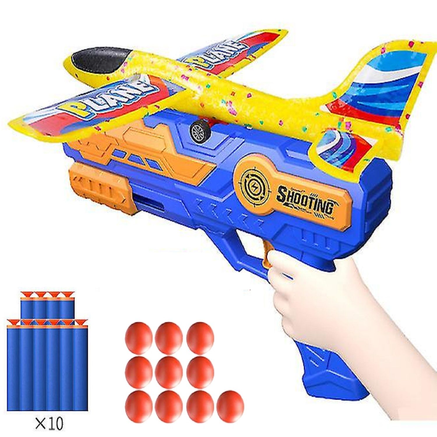 KTRS ENTERPRISE Airplane Catapult Launcher Toy Set Plane Foam Glider Outdoor Kids Interactive Flying Shooting Game