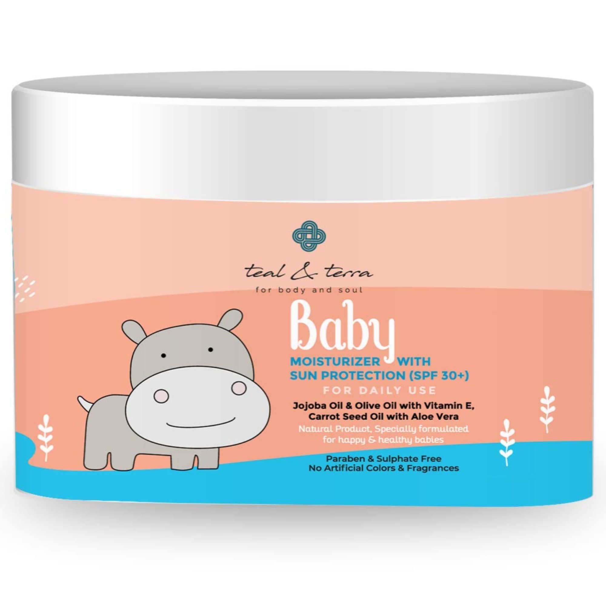 Teal & Terra Baby Moisturizer SPF 30+ | Hydrated, Non Greasy | Sun Rash Prevention | Jojoba & Olive Oil | Paraben & Sulphate Free (50g)