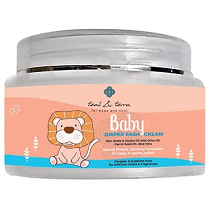 Teal & Terra Diaper Rash Cream for Newborns | Treats & Prevents Diaper Rashes | Zinc Oxide, Jojoba, Olive, Carrot Seed Oils & Aloe Vera | Paraben & Sulfate Free | Clinically Tested (50g)