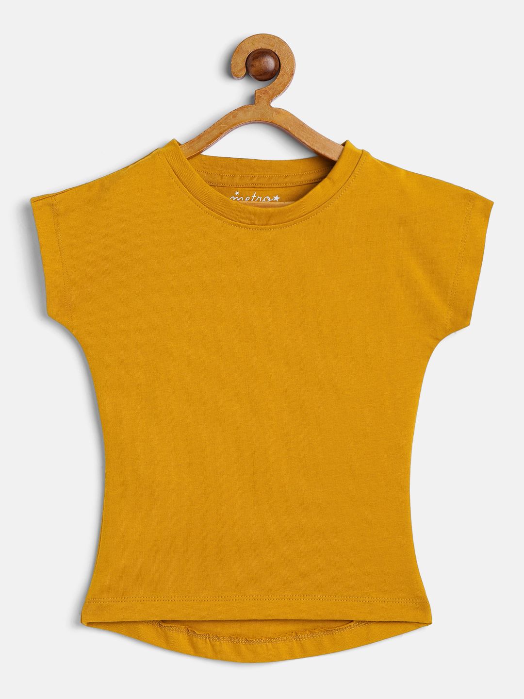 Yellow Extended Sleeves Pure Cotton Crop Top