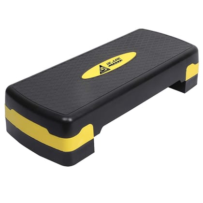 De Jure Fitness Aerobic Stepper, Two Height Level Adjustments - 4 inches and 6 inches, Slip-Resistant & Shock Absorbing Platform for Extra-Durability, Supports Upto 200 KG, (Yellow)