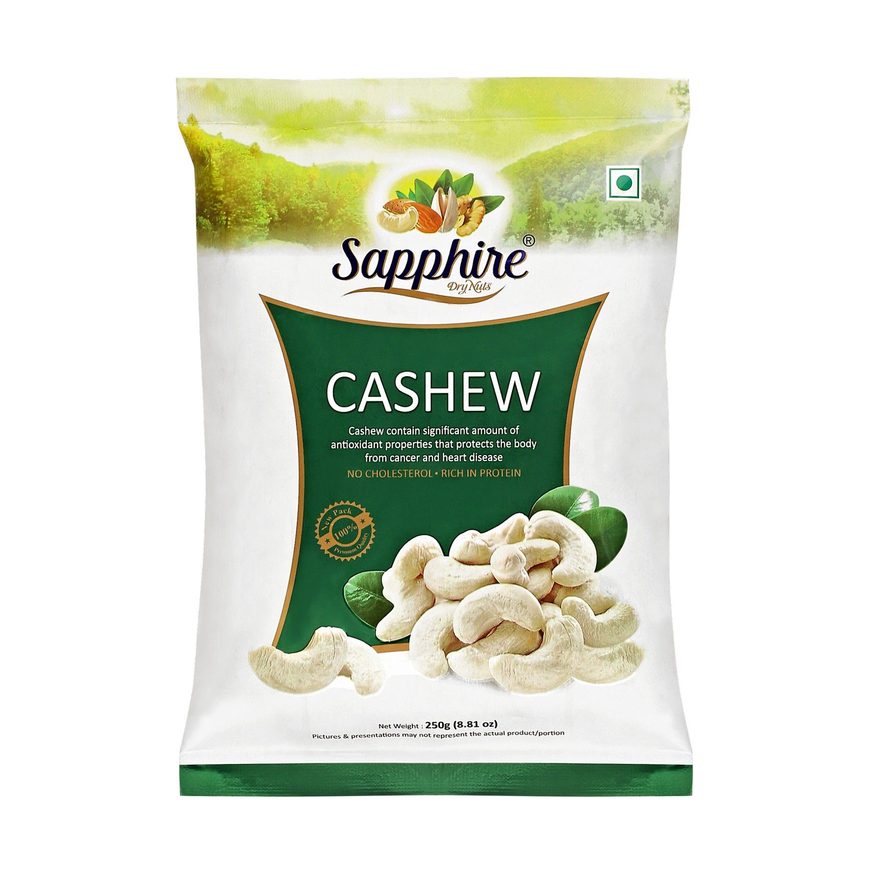 Sapphire Cashew Pouch (320) Green -250gm