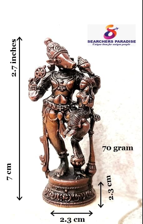 Searchers Paradise - Copper Idols f Lakshmi Varahar, 2.7 inches, Copper Handmade 70  Grams, Patina Antique Finish, Pack of 1 Piece