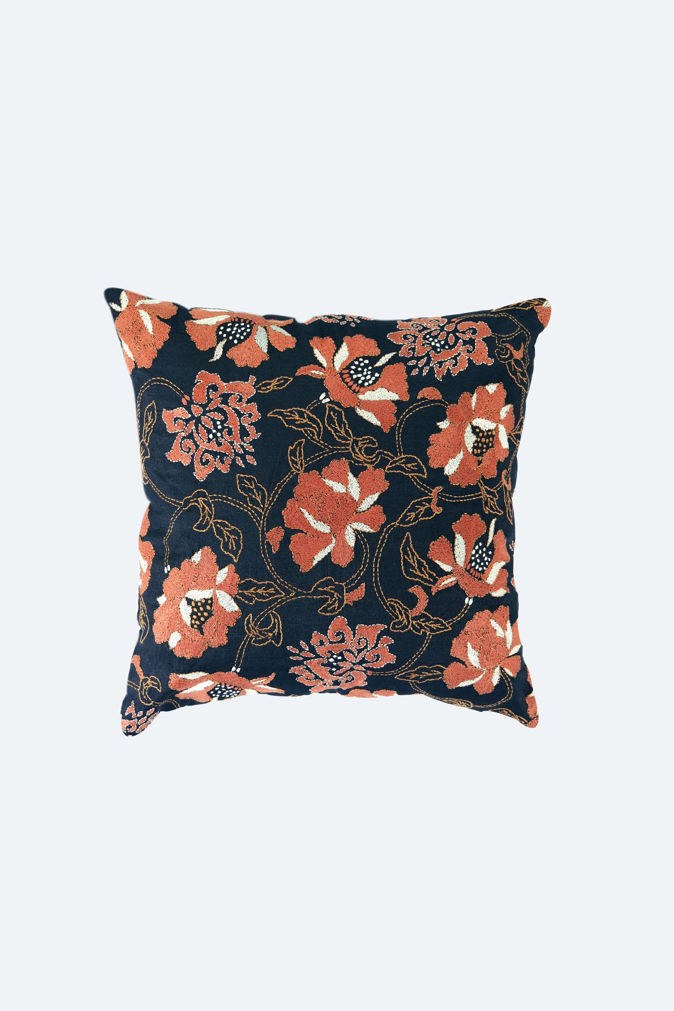 Kantha stitch embroidered silk cushion pillow cover for sofa living room home decor