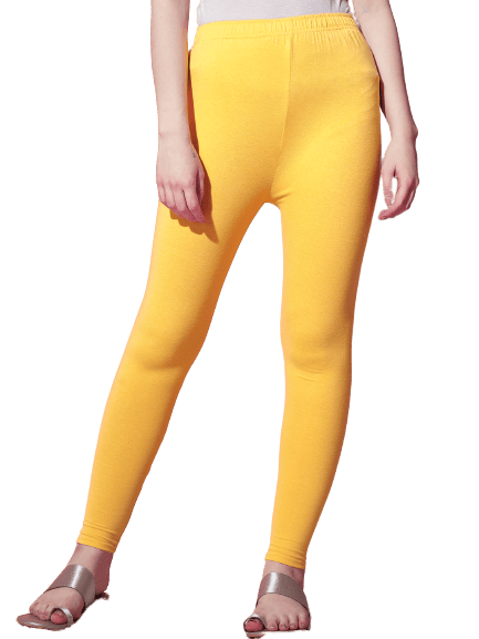 SOFT COLORS Women's Skinny Fit Ethnic Wear Ankle Length Leggings (Mango Yellow)