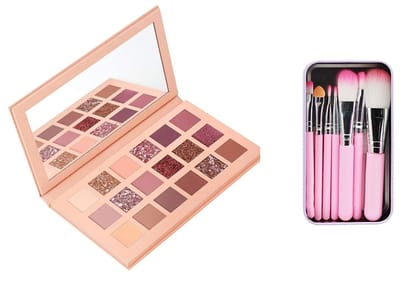 Beauty Nude Eye Shadow Palette(18 Shade in 1 Kit) With Mirror With Professional Makeup Brush set of 7pcs