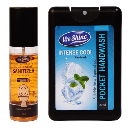 We Shine pocket Hand Wash and toilet seat sanitizer Refreshing Fragrance COMBO PACK(120 + 20 ml)