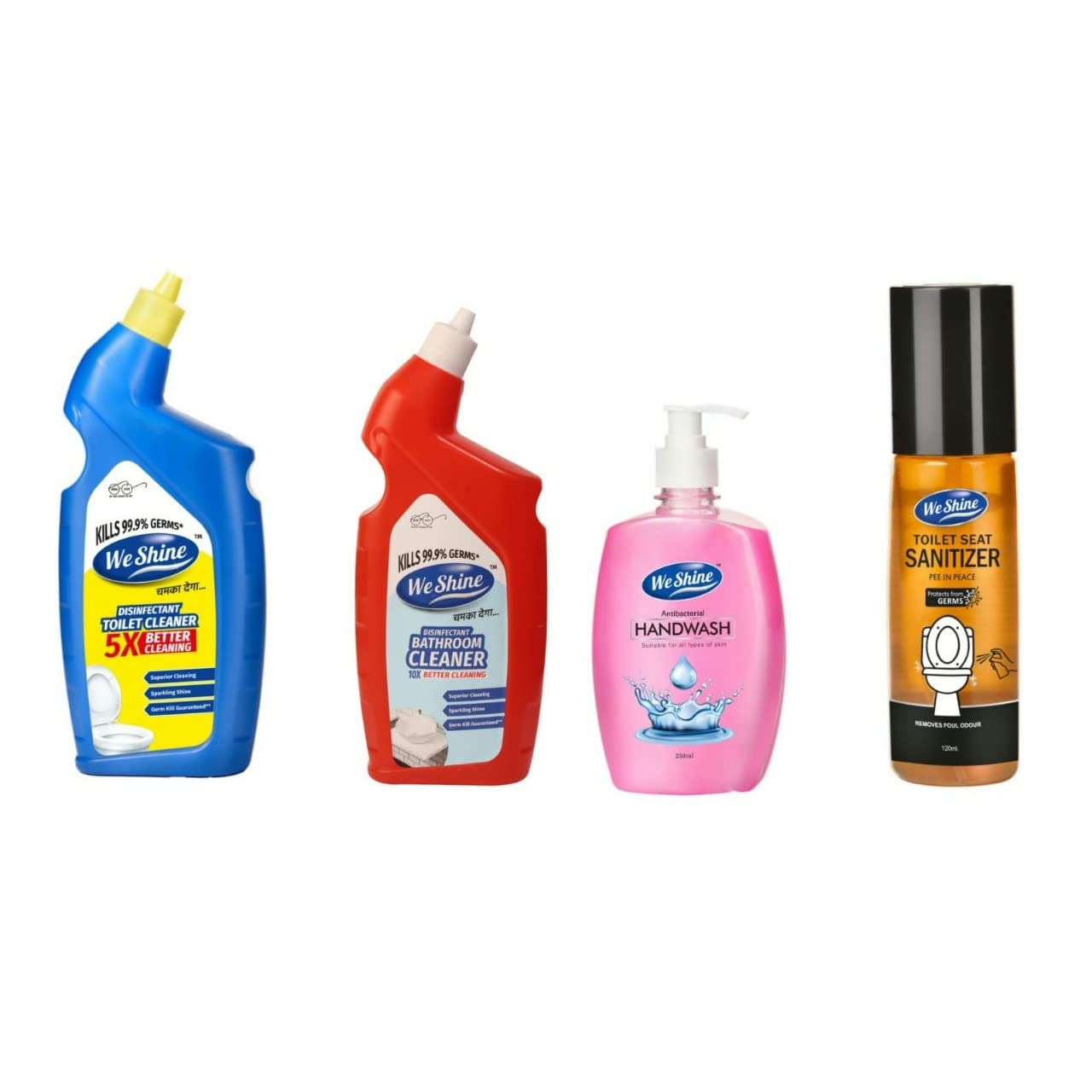 We Shine Combo Pack of Toilet Cleaner, Bathroom Cleaner, Handwash and Seat sanitizer