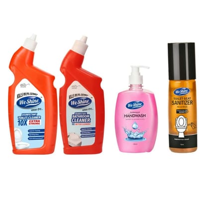 We Shine Combo Set Toilet Cleaner, Bathroom Cleaner,Toilet Seat Sanitizer & Hanswash | Kills 99.99% Germs and bacteria with refreshing Fragnance