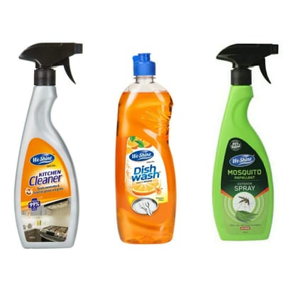 We Shine Combo Set Mosquito Spray,Kitchen Cleaner & Dish Wash | Kills 99.99% Germs and bacteria with refreshing Fragnance