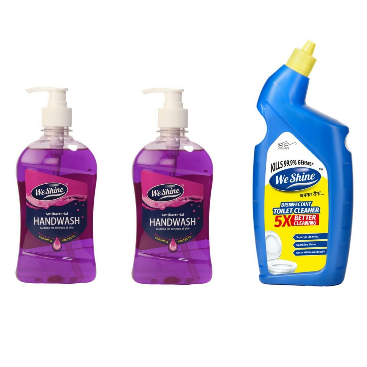 We Shine Combo Pack Handwash and Toilet Cleaner | Kills 99.99% Germs and bacteria with refreshing Fragnance -(250+250+500ML)