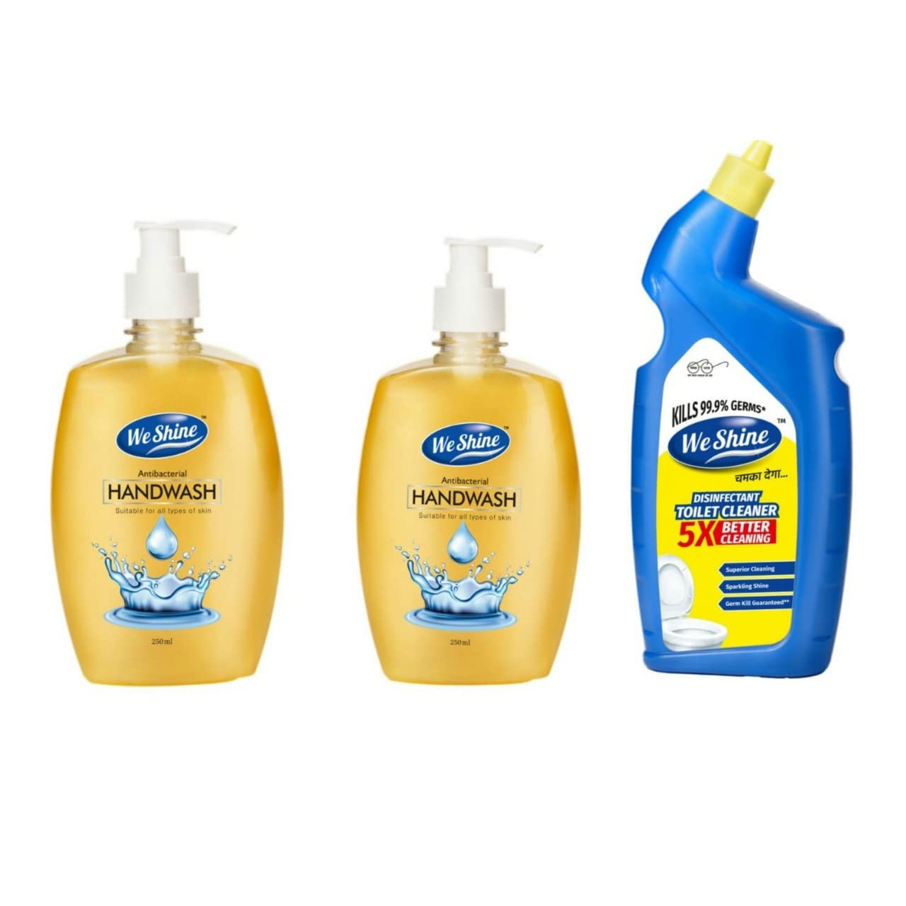 We Shine Combo Pack Handwash and Toilet Cleaner | Kills 99.99% Germs and bacteria with refreshing Fragnance -(250+250+500ML)