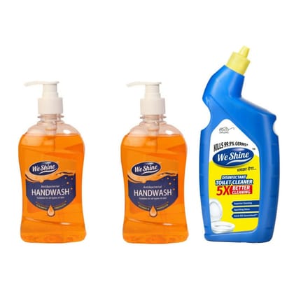 We Shine Combo Pack Handwash and Toilet Cleaner | Kills 99.99% Germs and bacteria with refreshing Fragnance -(250+250+500ML)